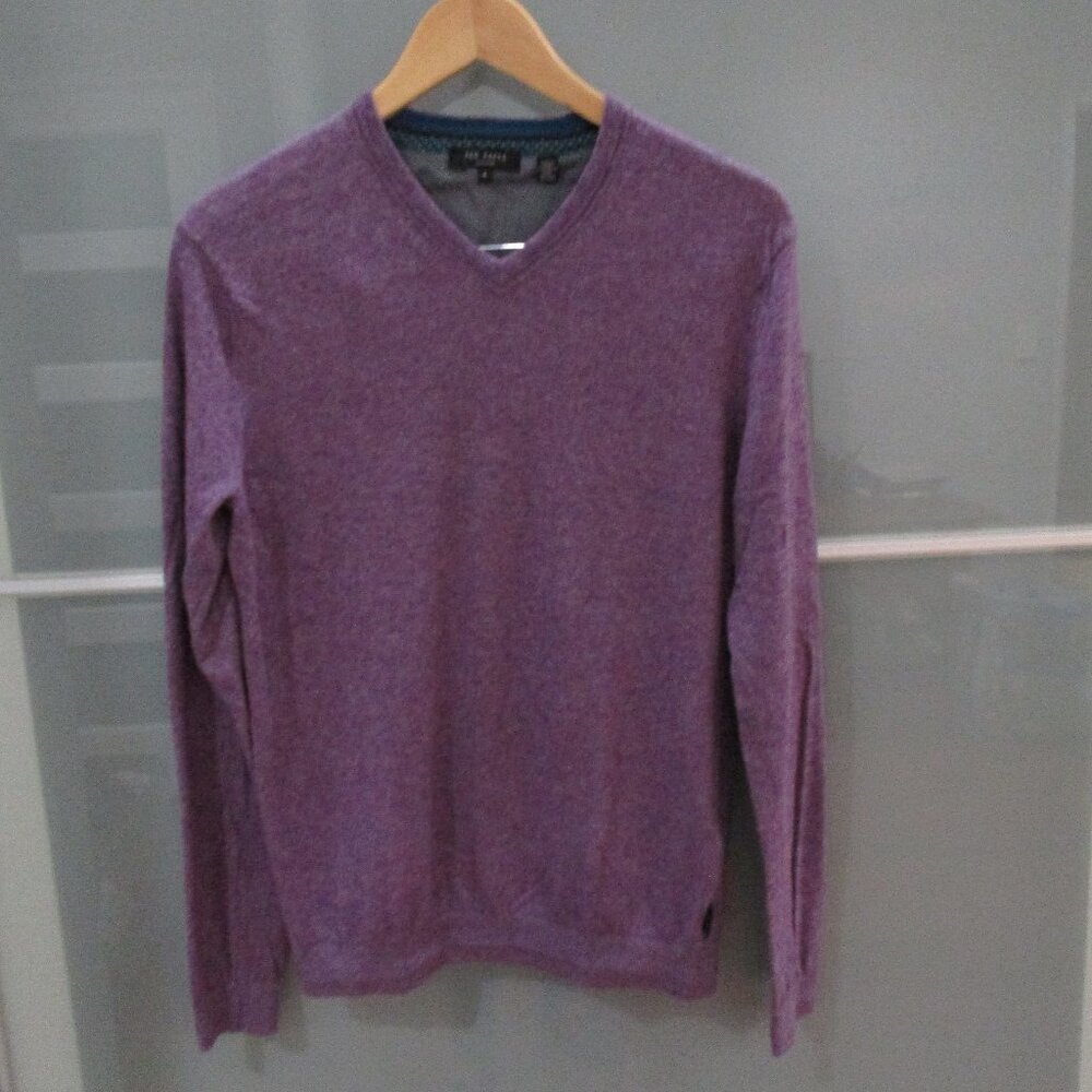Ted Baker London 'cashguy' Trim Fit V-neck Sweater In Fashion Purple